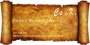 Csiri Krisztián névjegykártya